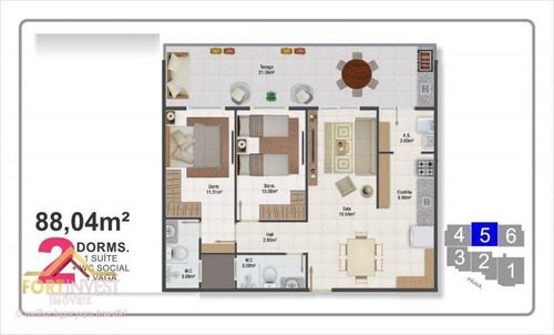Imagem 23 de 30 de Apartamento Com 2 Dormitórios À Venda, 88 M² Por R$ 722.260,00 - Maracanã - Praia Grande/sp - Ap4470