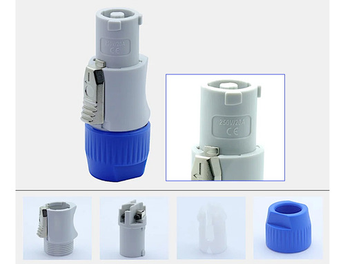50 Conector Powercon Macho Linha Branco 20a Tipo Neutrik