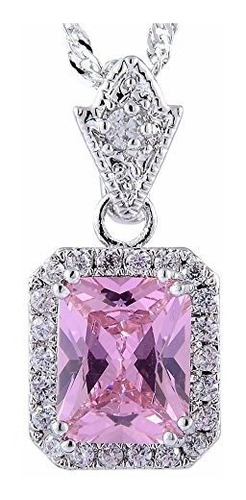 Collar - Pendant With 18  Chain & Rectangular Cut Cz 6 Color