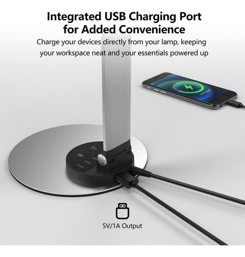 Lámpara Led De Escritorio Plegable Con Carga Usb Y Control T