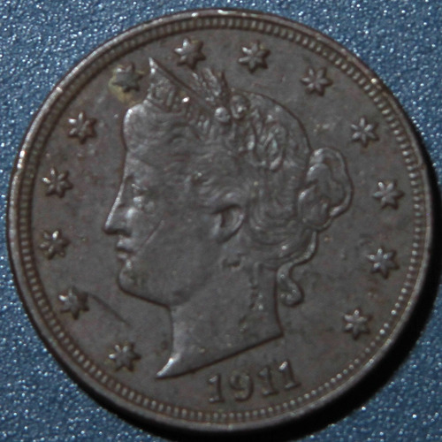 1911 5c Centavo V Nickel Patina Liberty Niquel Buen Edo Lpz