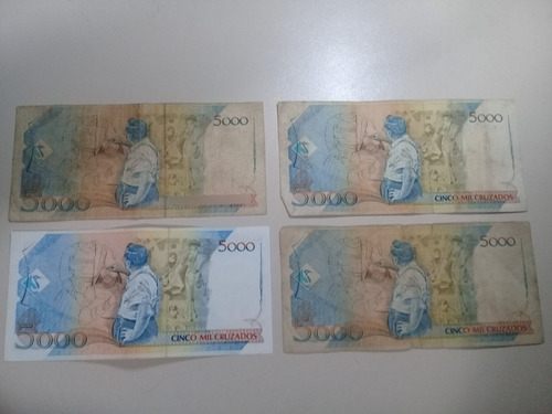 04 Cédulas De 5.000 Cruzados (candido Portinari) De 1989 (Usado)