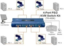 Comprar Trendnet Kvm Ps2 De 4 Puertos Tk-400k + Cables