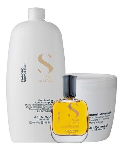 Kit Alfaparf Sdl Diamond-sh 1000ml + Másc 500ml + Óleo 50ml