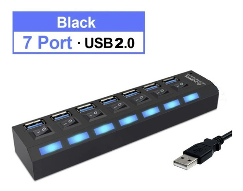 Imagen 6 de 8 de Splitter Hub Usb X7 Alargador Usb 2.00 Con Switch