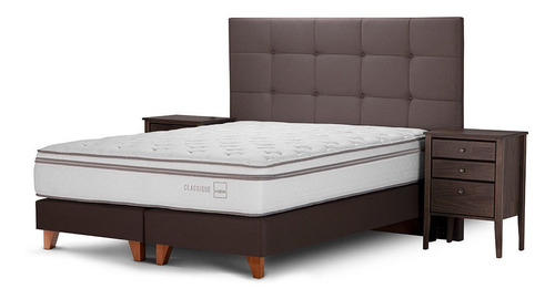 Cama Euro. Rosen Classique+ 2 Plazas Con Muebles Issey Visón