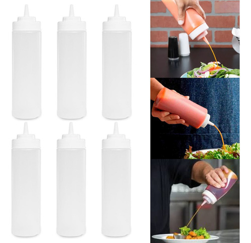 Set De 6 Botellas Para Cocina 355 Ml Blanca