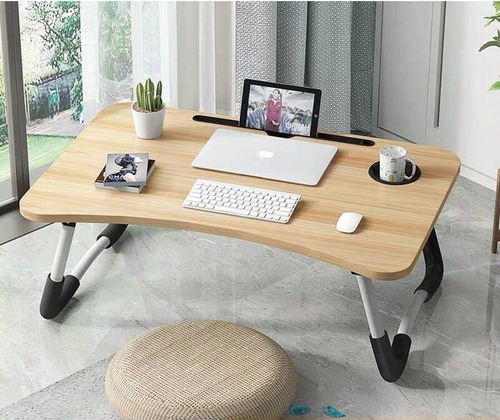 Mesa Plegable Para Laptop De Madera Soporte Para Laptop Color Madera Clara