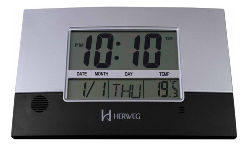 Relógio De Parede Herweg 6472 Digital Cinza Metálico