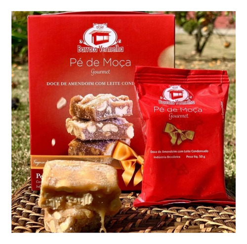 Pe De Moça Gourmet Doce Amendoim Barraca Vermelha Cx 8unid