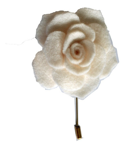 Fistol O Pin De Solapa Fieltro  Flor Ivory Crema