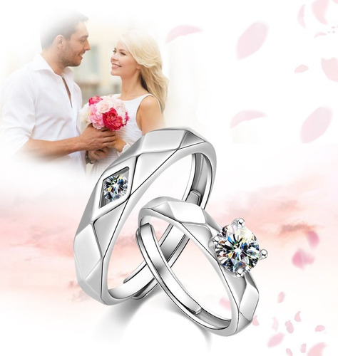Imagen 7 de 9 de Anillo De Compromiso Regulable De Plata Esterlina 925