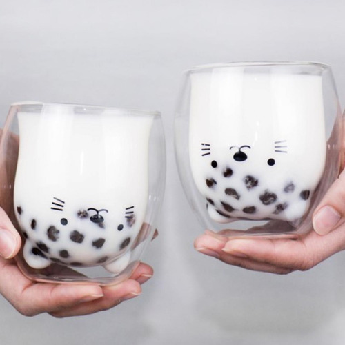 Imagen 4 de 4 de Vaso Doble Vidrio - Gatito