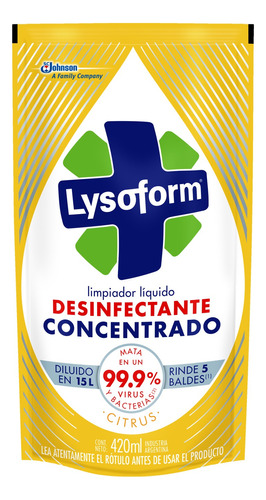 Limpiador Lysoform Desinfectante Concentrado Citrus repuesto 420ml