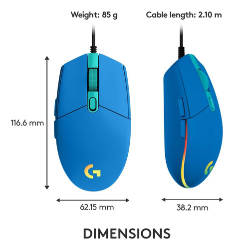 Mouse Logitech G Series Lightsync G203 Azul