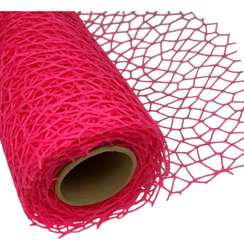 Rollo De Malla Tela Telaraña Ramo Flores Papel Coreano 3028 Fucsia Telaraña