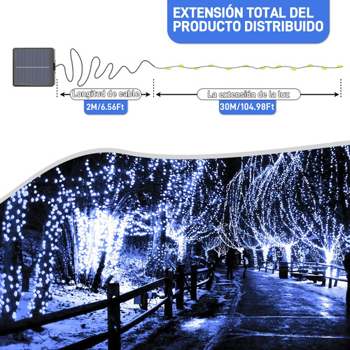 2pack 32m Exterior Solar String Lights 300 Led Jardín 8 Modo