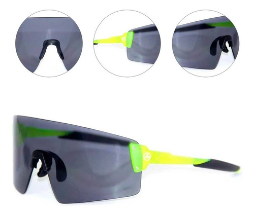 Oculos Para Ciclismo Absolute Prime Ex Verde Neon Lente Fume Armação Amarelo Neon