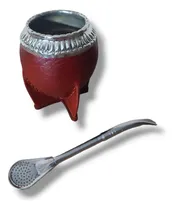 Comprar Mate Torpedo Uruguayo Alpaca Premium + Bombilla Alpaca Color Marrón Cincelado