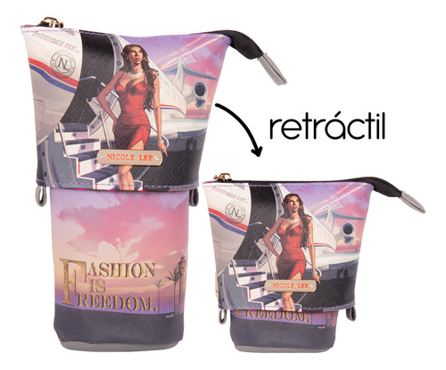 Portabrochas Nicole Lee Retráctil Con Cierre Estampada Ss22 Color Travel In Fashion
