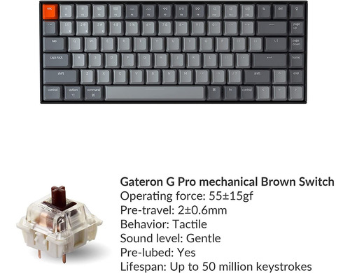 Keychron K2 Keyboard, Rgb, Bluetooth, Gateron G Pro Aa