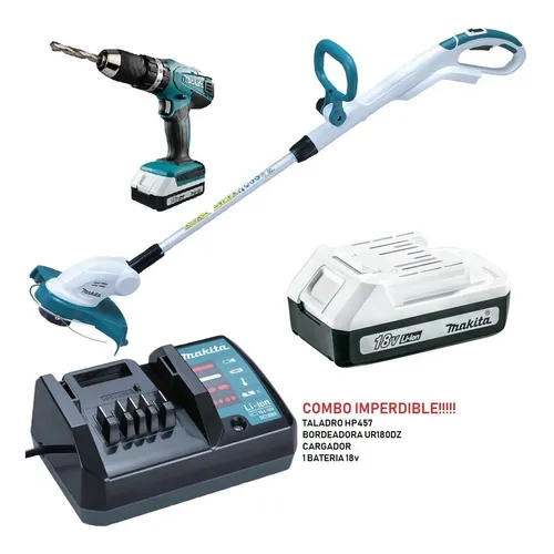 Taladro Perc + Bordeadora Inal 18v Makita Hp457dz+1bat+1ca