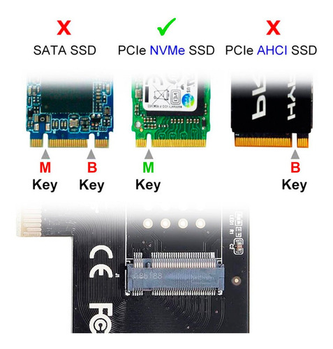 Placa Adaptador Disco Ssd M.2 Nvme Pcie 3.0 X4 X8 X16 Key M
