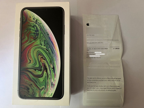  Apple iPhone XS Max 64 Gb Gris Espacial Con Caja Accesorios