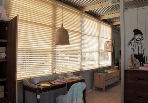 Cortinas Veneciana / Americana De Madera 50 Mm Rielamericano