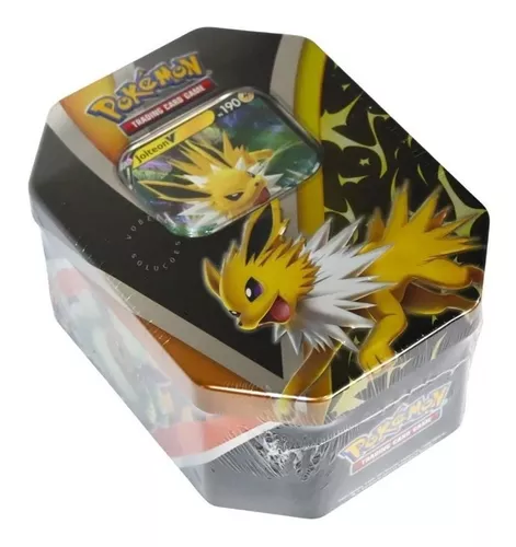 Lata Cards Pokémon Evoluções Eevee V Tcg Jogo Cartas Copag