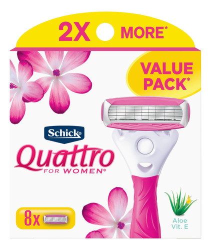 Schick Quattro - Paquete Economico Para Mujer, 8 Unidades