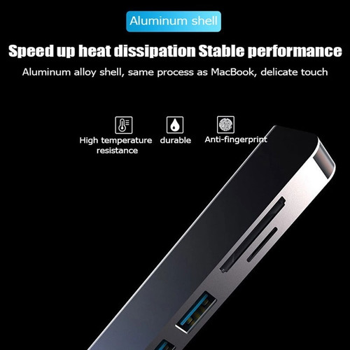Adaptador Hub 6x1 Usb 3.0 Com Pd Tipo C Hdmi 4k Hd Macbook