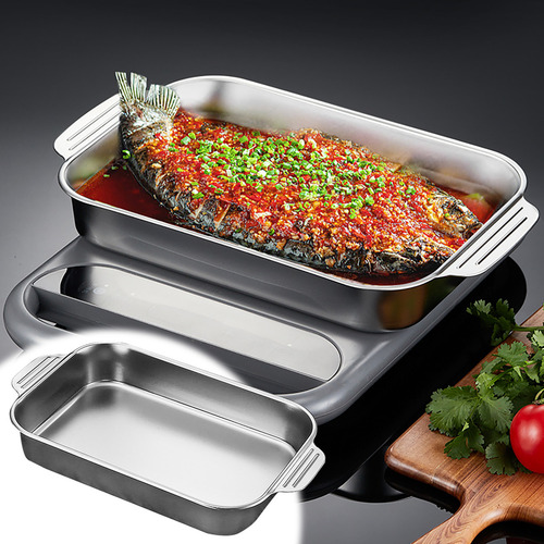 Bandeja Rectangular De Acero Inoxidable B Para Pescado, Parr