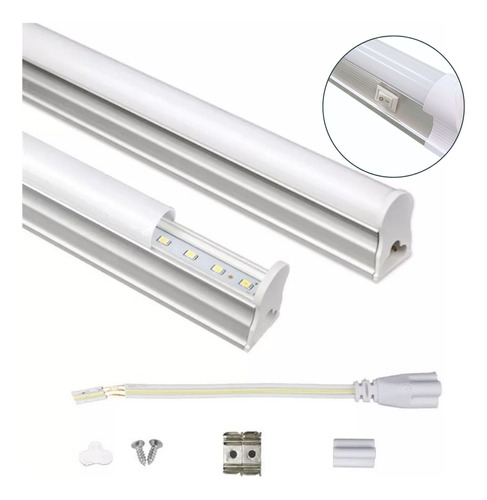 Tubo Luz Led Fino T5 Con Soporte Integrado 8w 60cm Chiaro