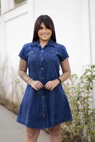 Vestidos jeans com manga curta 2025