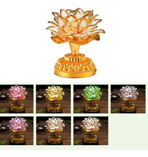 Imagen 9 de 10 de Lámpara De Loto Colorida Budista Con Pétalos Dorados