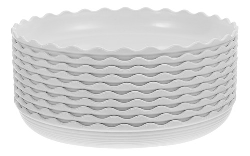 Plato Redondo Para Macetas, Color Blanco, 10 Unidades