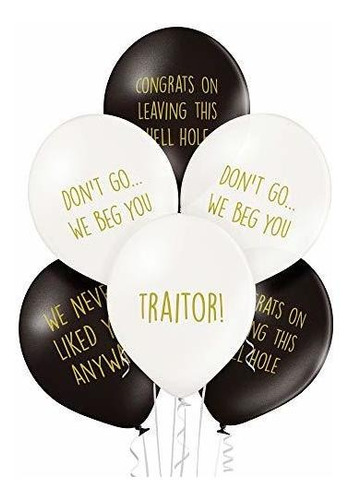 Office Leaver Funny Balloons - Paquete De 12 Globos Blancos 