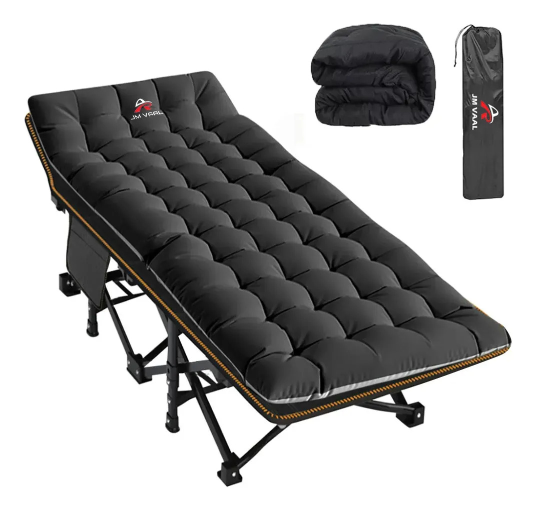 Catre Plegable de Acampar JM Vaal con Colchón 187x67 cm Color Negro