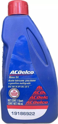 Aceite Acdelco Sae 5w30 Api Sn Mineral .946ml