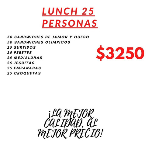 Lunch 25 Persona Ideal Para Vos $3250