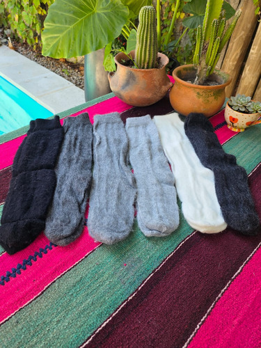 Medias De Llama Largas Lisas Lana Alpaca Abrigo Gris Lana Único