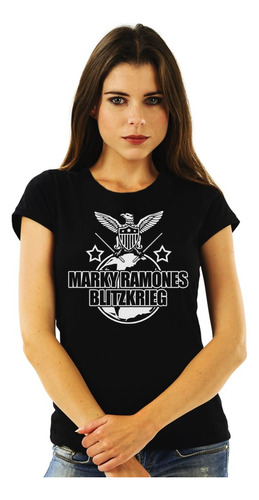 Polera Mujer Marky Ramone Blitzkrieg Logo Punk Impresión Dir