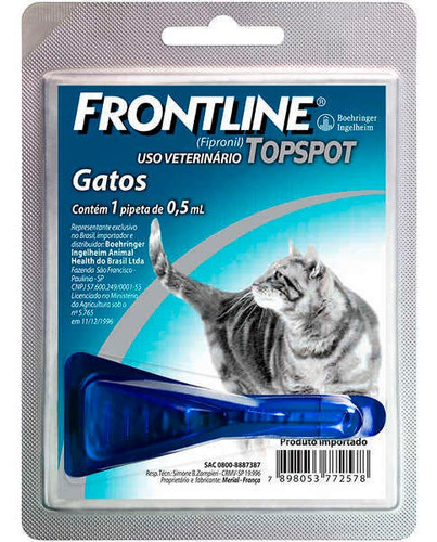 Front Line Gatos Antipulgas E Carrapatos Até 10 Kg Frontline