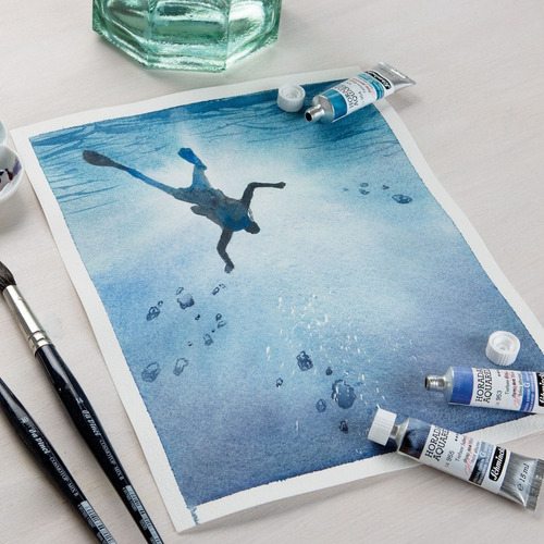 Tinta Aquarela Schmincke Horadam Granulation C/3 5ml Glacier Cor Azul