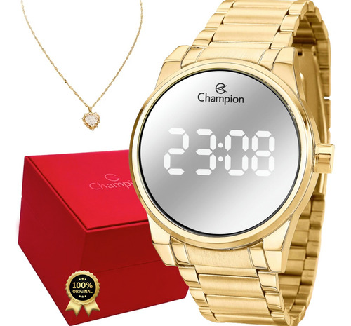 Relógio Champion Pulso Led Dourado C/garantia Prova D´água