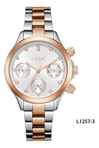 Reloj Dama Loix® L1257-3 Plateado Con Oro Rosa