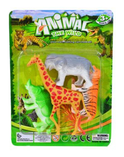 Set De Animales De La Selva 4pzs En Blister 14x14cm - 53289