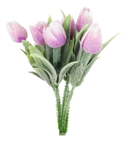 Mini Tulipa Roxa Planta Artificial 20x7cm Buque Decora