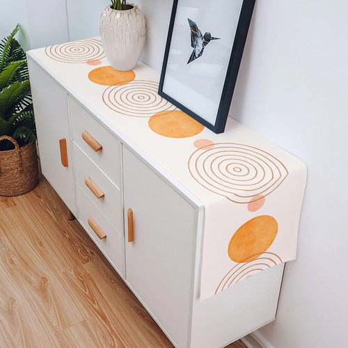 Mantel Minimalista Con Geometría Artística, Camino De Mesa D